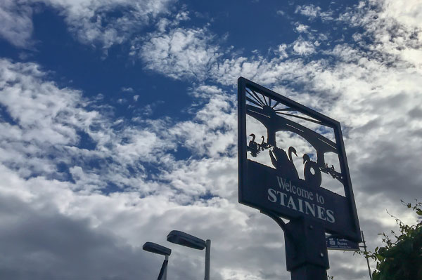 Staines road sign